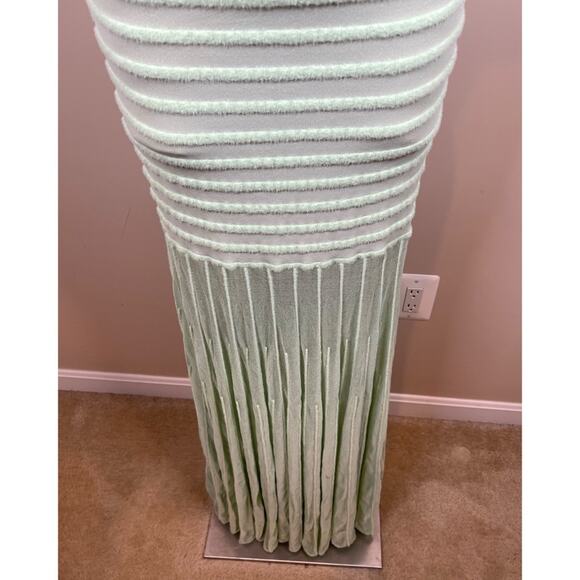 Alexis Marce Off the Shoulder Knit Mint Green Striped Maxi Dress Size Large - Picture 6 of 11